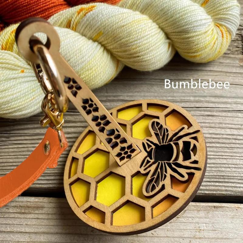 Wooden Bee Pattern Handmade Woven Yarn Storage Rack, Portable Wrist Yarn Holder, Handmade Woven Yarn Storage Tool