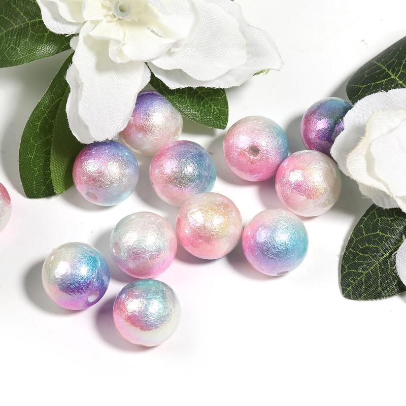 Qty 100 Acrylic 16mm UV plated high-brightness two-color wrinkle beads diy loose beads mobile phone chain jewelry accessories