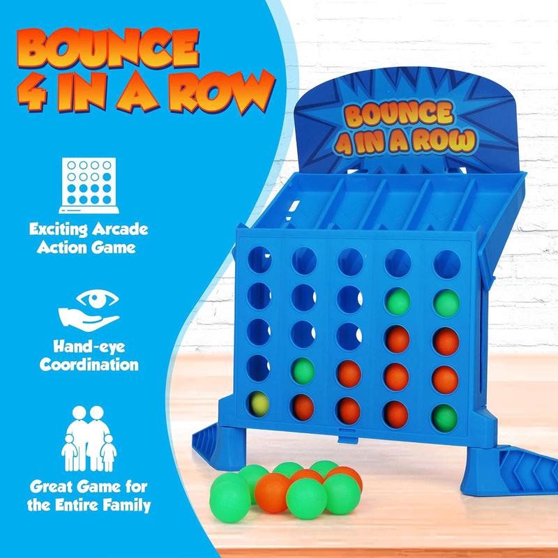 Bounce Balls Shots Game, Connect Four Jumping Ball Game, 4 In a Row Ball Bounce Game, Bounce Ball Game Family Party Games, Funny Ball Tabletop Game Toys for Adults and Kids-Fun Gift for Kids,Connect 4 Shots Game family travel outdoor