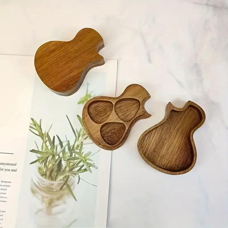 Guitar Pick Storage Case, Wooden Guitar Pick Holder for Gift, Music Accessories for Acoustic, Electric, Bass, and Ukulele Lovers