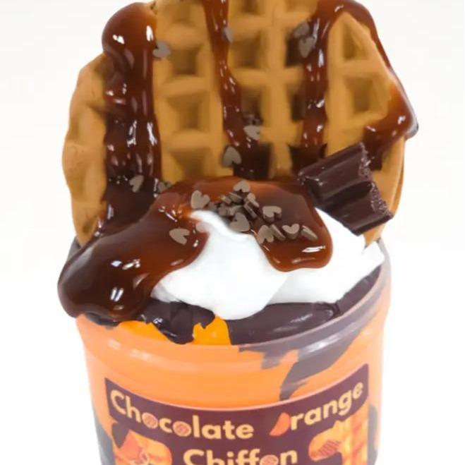 Imagination Harvest Waffle Slime Kit - Chocolate Orange Chiffon & Chocolate Butter Slime - Scented Slime - 8oz