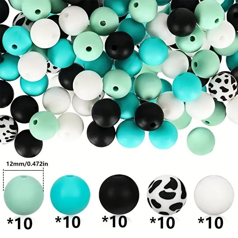 Silicone Round Bead, 50pcs Loose Bead, DIY Jewelry Making Supplies for Necklace, Bracelet, Keychain, Phone Chain