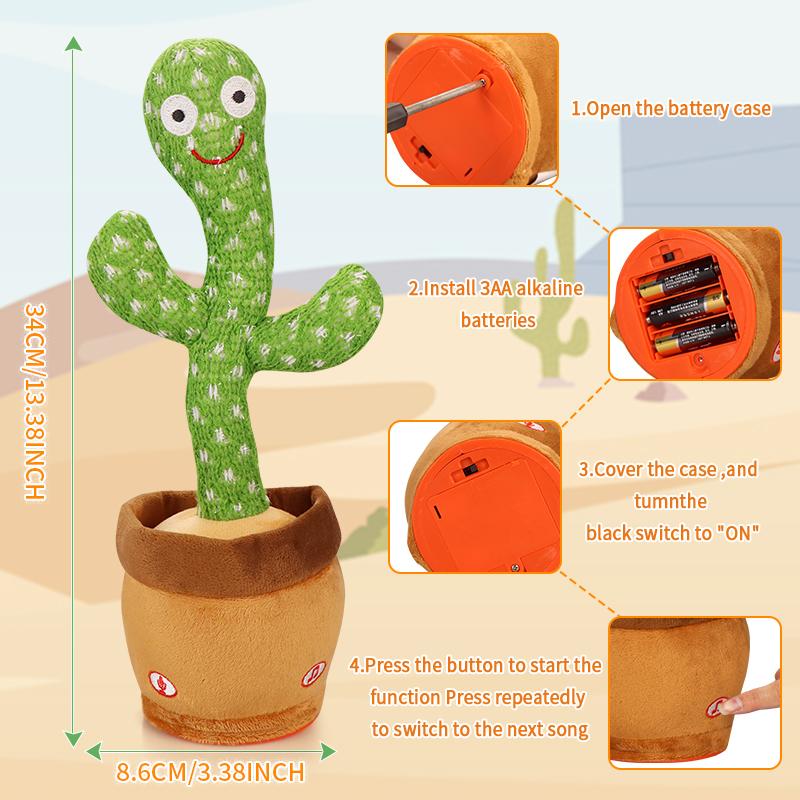 MIAODAM NFL 2024 Talking Cactus Toy for Dog and Cat, Dancing Singing Toy, Repeats & Recording, Birthday Day Gift, Prank Toy, Tricky Toy A4