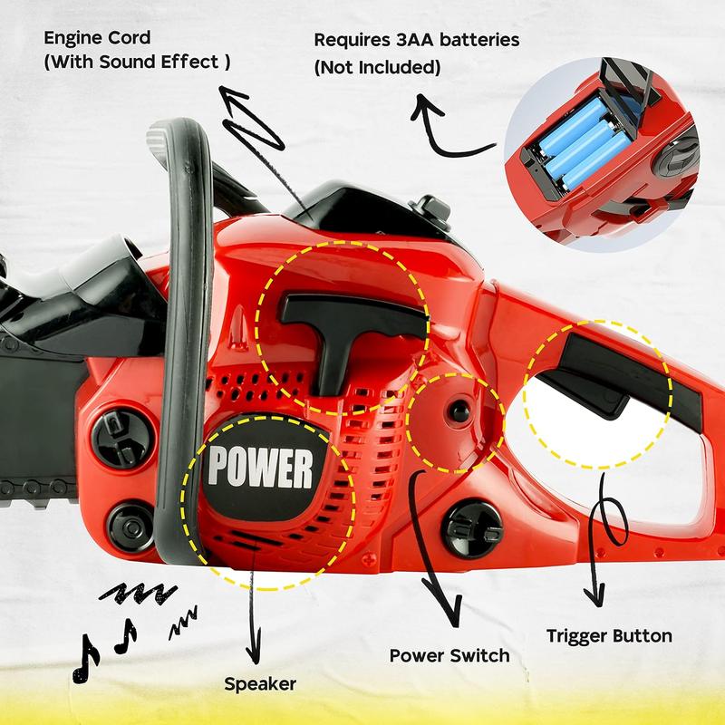 Chainsaw Toy  - Chainsaw Toy for Kids Power Tool Set with Realistic Sound, Pretend Play Kids Chainsaw Tool Set for Outdoor Gardening Play - kids toy for Boys Girls Ages 3-12 Years Old