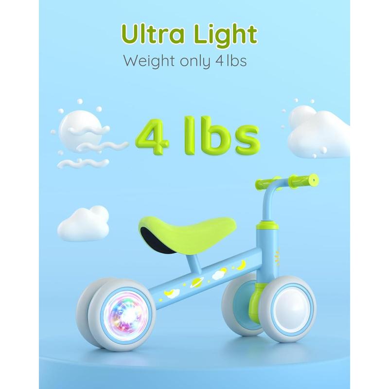 Colorful Lighting  Balance  for 1 Year Old Boys Girls, 12-24 Months  Balance , No Pedal 4 Wheels   with Soft Seat,  First , 1st Birthday Gifts