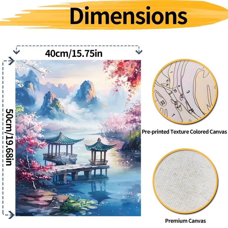 Landscape Pattern DIY Painting By Numbers Kit without Frame, 1 Set DIY Paint By Numbers Kit, DIY Wall Art Painting for Home Bedroom Living Room Decor