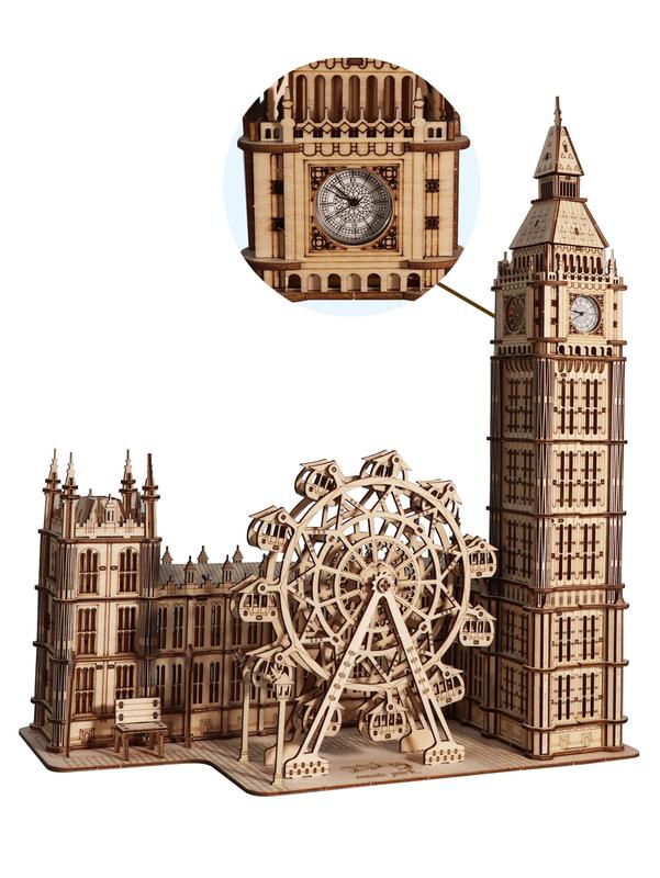 3D Wooden Puzzle Big Ben Model Kits Desktop Clock DIY Building Blocks Creative Gift Home Decor for Family Unique Christmas Gift