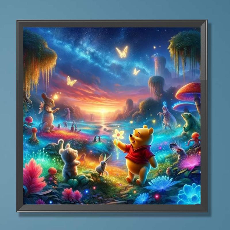 Disney Winnie The Pooh Pattern DIY Diamond Arts Colorful Painting Kit without Frame, 1 Set DIY 5D Diamond Arts Colorful Painting for Bedroom Wall Decor