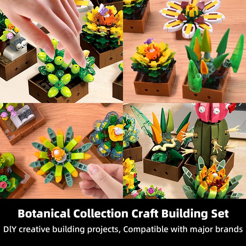 Simulated building blocks, flowers, succulent plants, assembled toys, home decoration ornaments, flower arrangement gifts, Christmas gifts