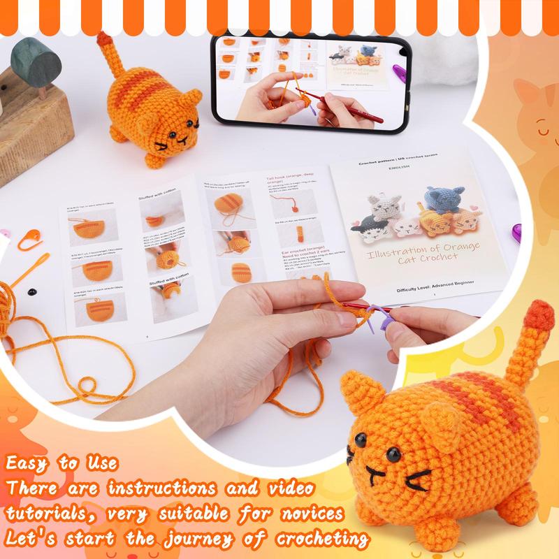 Animal Crochet Kit, 1 Set Crochet Cartoon Animals Set, Crochet Starter Kit with Step-by-step Video Tutorials, Suitable for Beginners and Adults