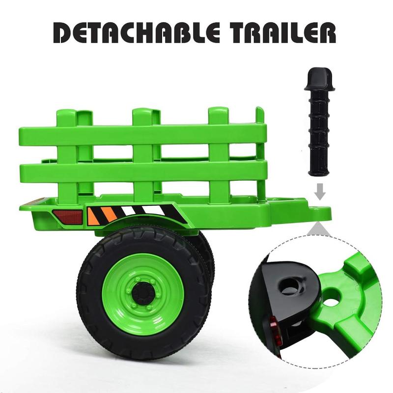 [ShopTab] Festival Joy 12V Ride on Tractor with 3-Gear-Shift Ground Loader, Remote Control, LED Lights, Horn, Electric Tractor Toy w USB & Bluetooth Audio Music