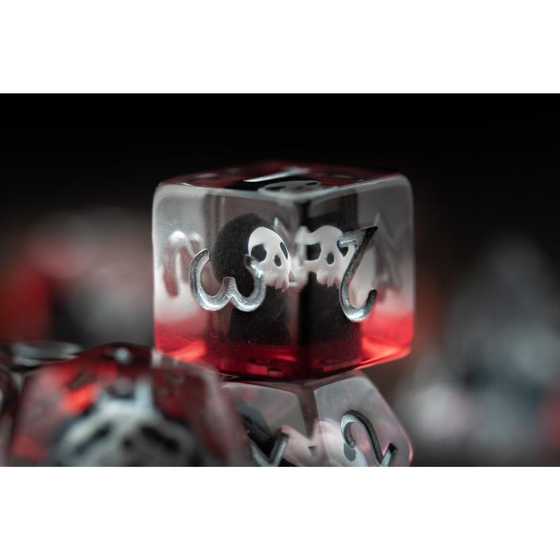 DnD dice sets: Red Grim Reaper Dice Set: Cute Polyhedral DnD Death Dice with Bloody Design - Perfect Gift for Dungeons and Dragons Players