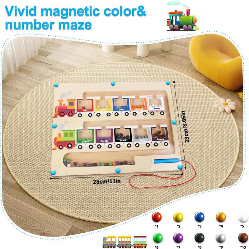 Magnetic color and number maze, toys for boys and girls, wooden board activity toys, learning toys, busy board travel toys birthday gift ideas