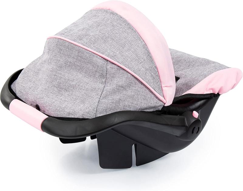 Bayer Design 67933AA Toy, Car Seat Easy Go for Neo Vario Pram with Cover, Doll Accessories, Pink, Grey with Butterfly,Grey pink, for dolls up to 18