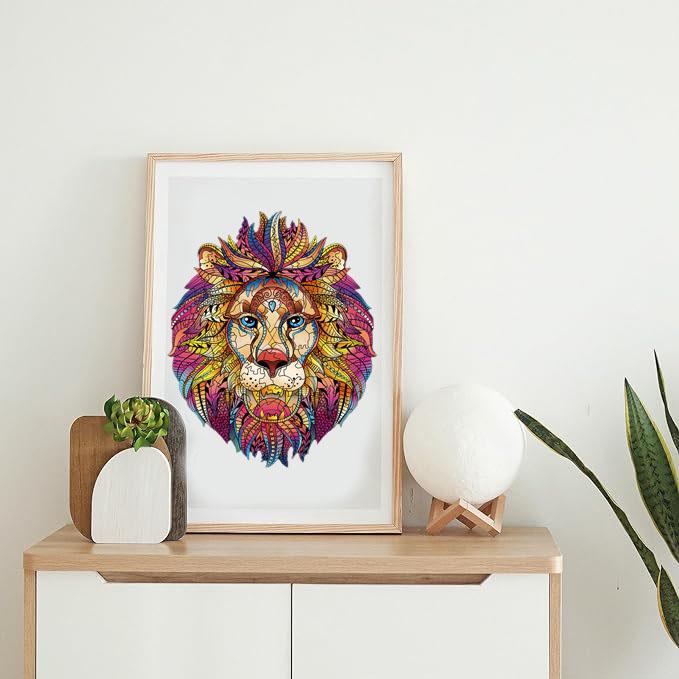 Wooden Puzzles for Adults,100 Pieces lion Wooden Jigsaw Puzzle,Unique Animal Shaped Puzzles,Wood Puzzles Adult Best Gift for Adults and Kids 6.3