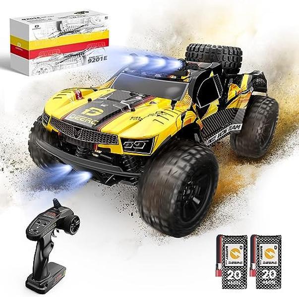 DEERC 9201E 1:10 Large Remote Control Truck with Lights, Fast Short Course RC Car, 48 km h 4x4 Off-Road Hobby Grade Toy Monster Crawler Electric Vehicle with 2 Rechargeable Batteries rc vehicle rc model