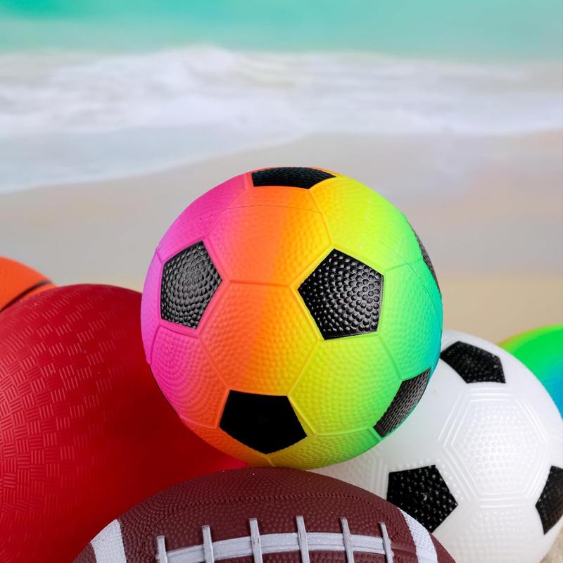 7 count Sports Balls for Kids, Sport Ball Toy with Pump Playground Balls Football 5 Inch Soccer Ball Basketball for Toddlers Indoor & Outdoor Play