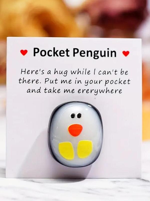 Cute Penguin Design Pocket Penguin Hug, Animal Decoration with Encouragement Greeting Card, Stress Relief Toy for Birthday Wedding Party