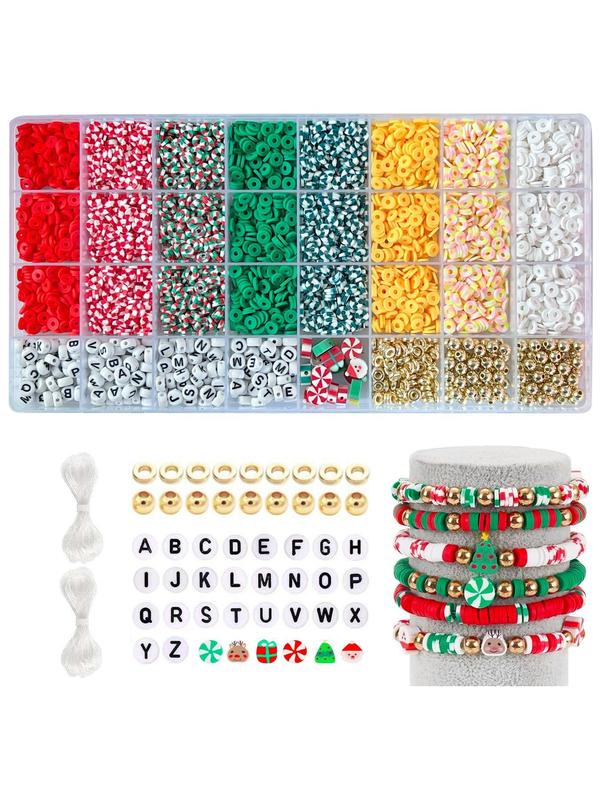 Random Color Clay Beads Bracelet Making Kit, Cute Colorful Beads & Letter Beads & Heart Beads & Elastic Thread, DIY Jewelry Making for Bracelet & Necklace