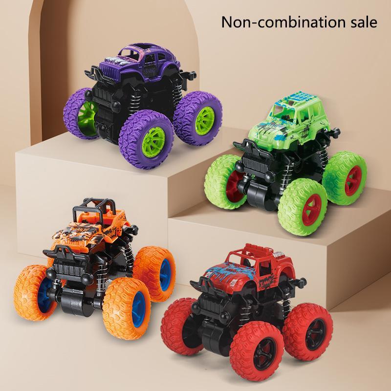 Monster Truck Toy, Off-road Toy Car, 1 2 4 Counts Inertia Stunt Car Pull Back Car Toy for Kids, Rotating Stunt Vehicle, Christmas RC Stunt Car, Fun Gift for Children