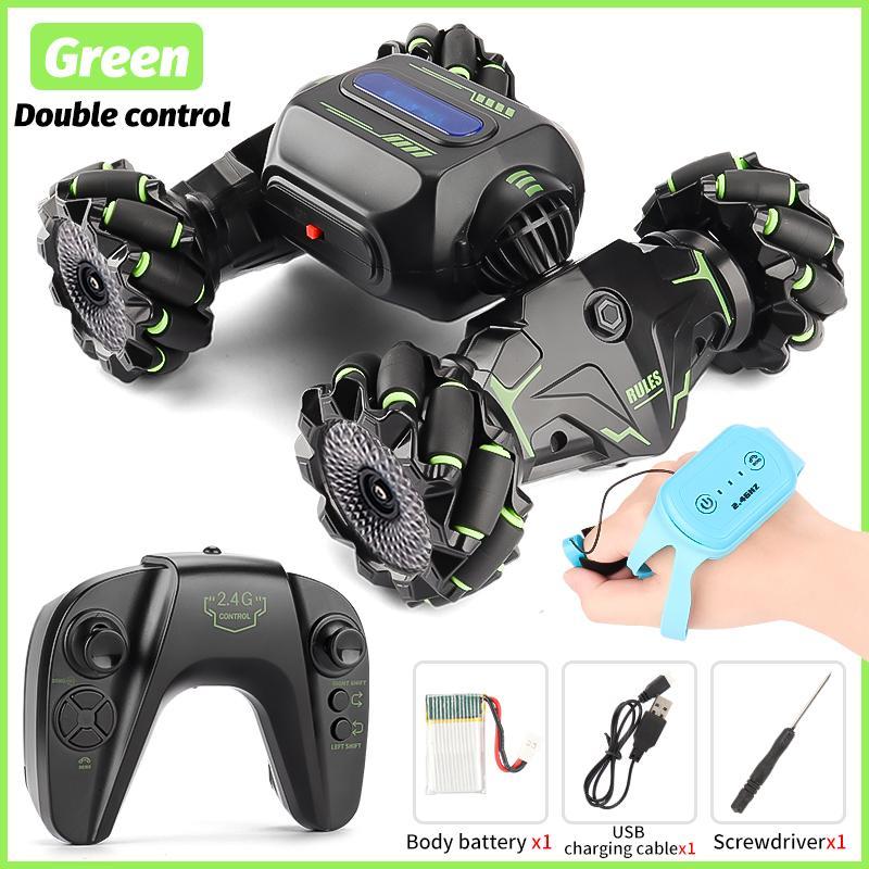 Remote Control Crawling Car Toy, Intelligent Q Crawling Four-drive Force Lever Remote Control, with Dual Meter Remote Control & Joystick Remote Control & 14500 500mAh V3.7 Lithium Battery