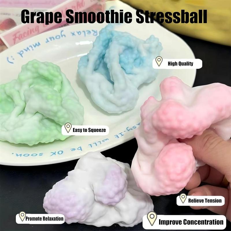 Smoothie Stressball,Grape Stressball, Shapeable Vacuum Ball Stress Ball,Sensory Fidget Squeeze Toy for Stress Relief(White)