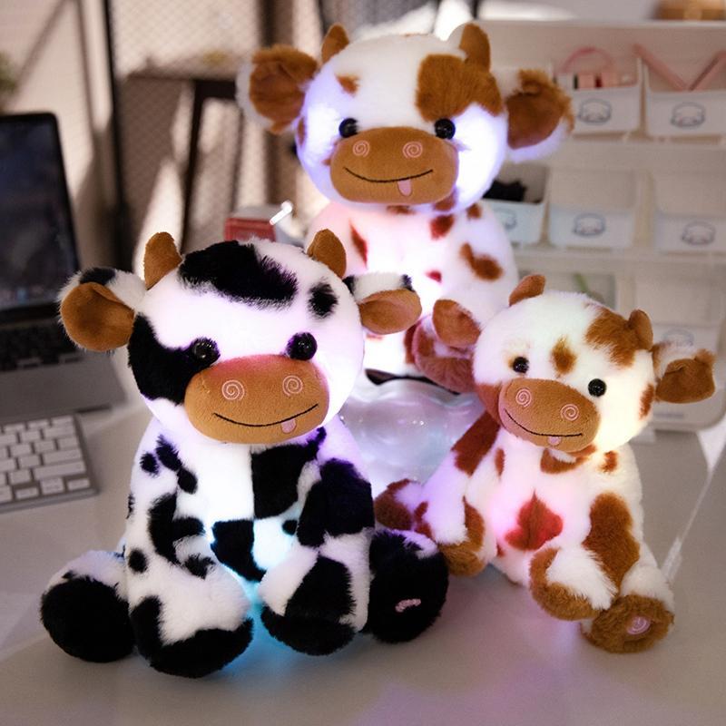 Cute Cow Design Plush Toy, 1 Count Soft & Comfy Animals Stuffed Plush Toys with LED Light, Creative Home Decoration for Gifts