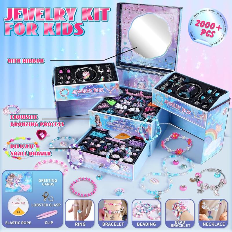 2000pcs Charm Beads Bracelet Making Kit for Girls, Jewelry Making Kit for Girls 4-6 8-12, Christmas Birthday Gifts for Girls, Arts and Crafts Girls Toys for