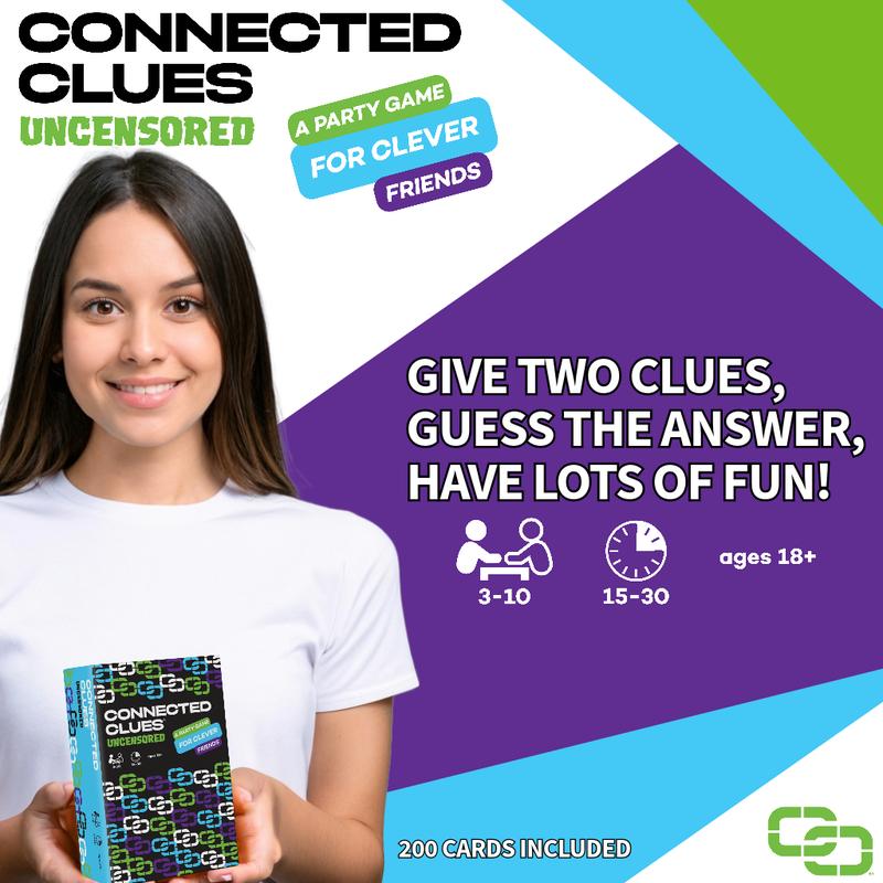 Connected Clues Uncensored - A Party Game for Clever Friends | Phrase Guessing Fun Based on The Popular Before and After Game Show Category