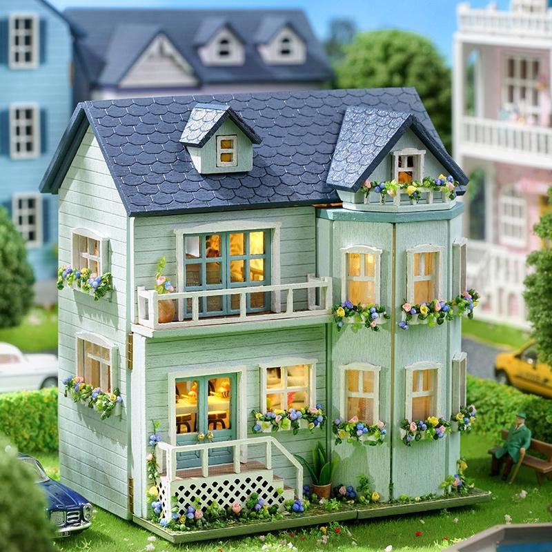 DIY Miniature House Kit, House Building Kit with LED Light, Creative Birthday and Holiday Gift Options, Christmas Gift