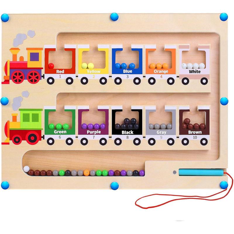 Magnetic color and number maze, toys for boys and girls, wooden board activity toys, learning toys, busy board travel toys birthday gift ideas