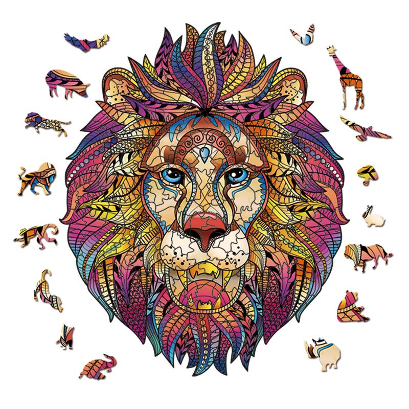 Wooden Puzzles for Adults,100 Pieces lion Wooden Jigsaw Puzzle,Unique Animal Shaped Puzzles,Wood Puzzles Adult Best Gift for Adults and Kids 6.3