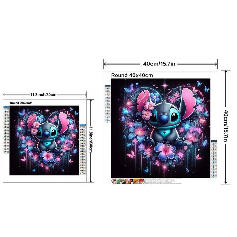 Disney Stitch & Butterfly Flowers Pattern DIY Diamond Art Colorful Painting Kit without Frame, DIY 5D Diamond Art Colorful Painting Kit, Wall Art Decor for Home