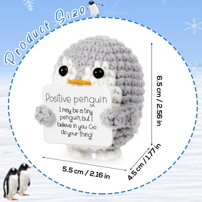 Cute Penguin Design Crochet Ornament, Knitted Penguin Toy with Emotional Support Card, Creative Cute Crochet Ornament for Car Decoration, Bag Pendant, Christmas Gift