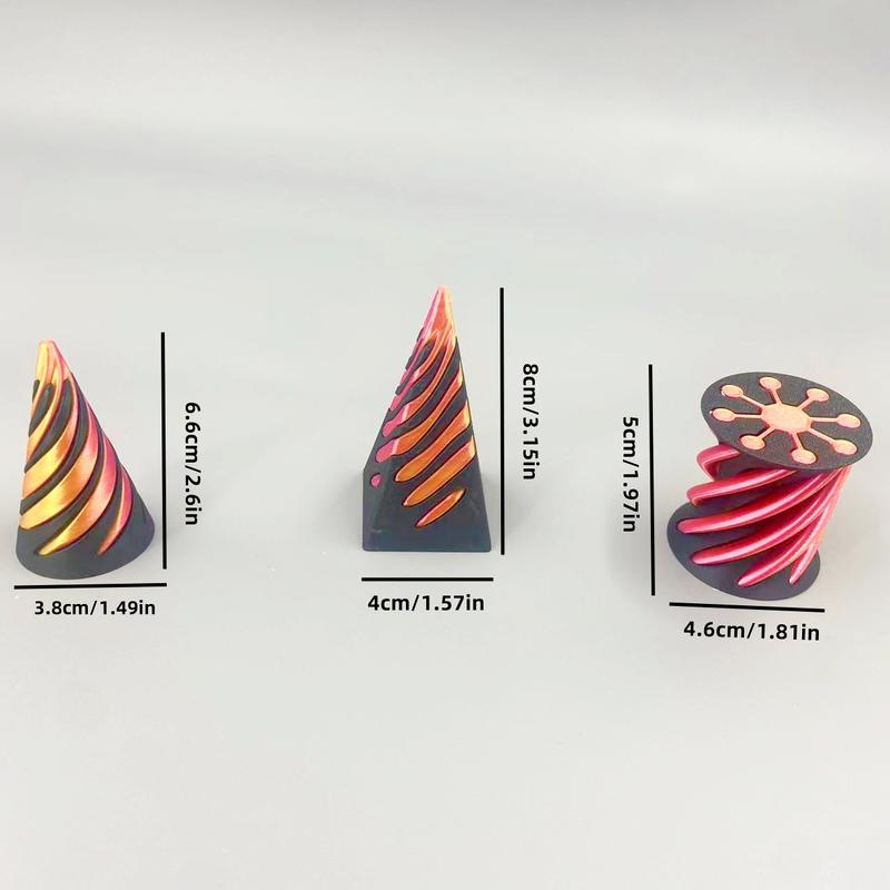 2 Count Impossible Cone, Spiral Cone Toy Printed Spiral Toys Impossible Pyramid Sculpture, Mini Cones Toy for Stress and Anxiety Relaxing