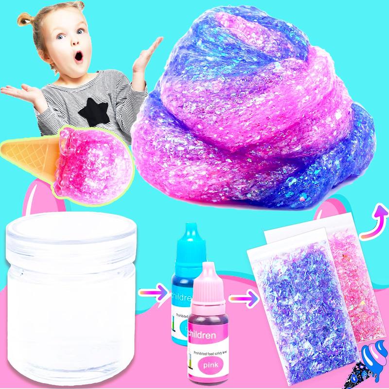 Slime Kit Confetti Slime, Glimmer Crunchy Slime, Foam Slime, Jelly Cubes Slime, Stress Relief Toys, Party Favors for Kids, for Girls  Boys toys