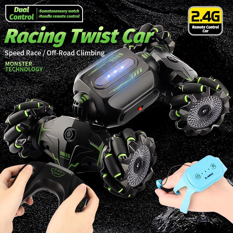 Remote Control Crawling Car Toy, Intelligent Q Crawling Four-drive Force Lever Remote Control, with Dual Meter Remote Control & Joystick Remote Control & 14500 500mAh V3.7 Lithium Battery