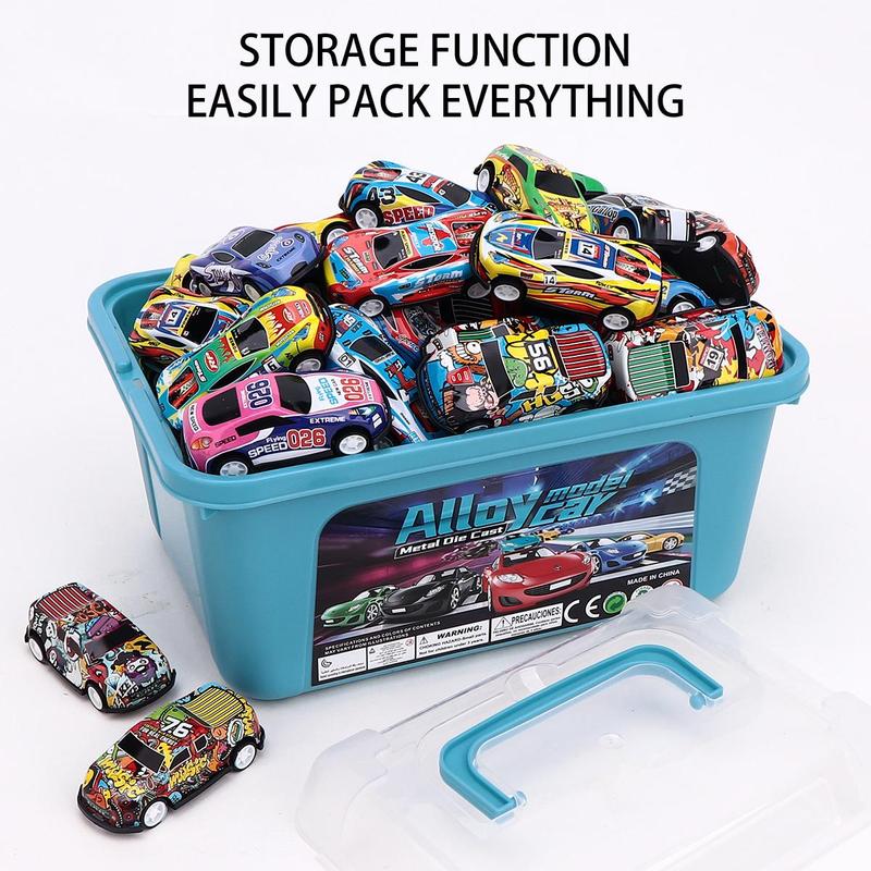 Random Color and Style Pull Back Car Toy with Storage Box, 24 36 52pcs Mini Car Toy, Fun Racing Car Toy, Ideal Birthday Gift, Christmas Gift