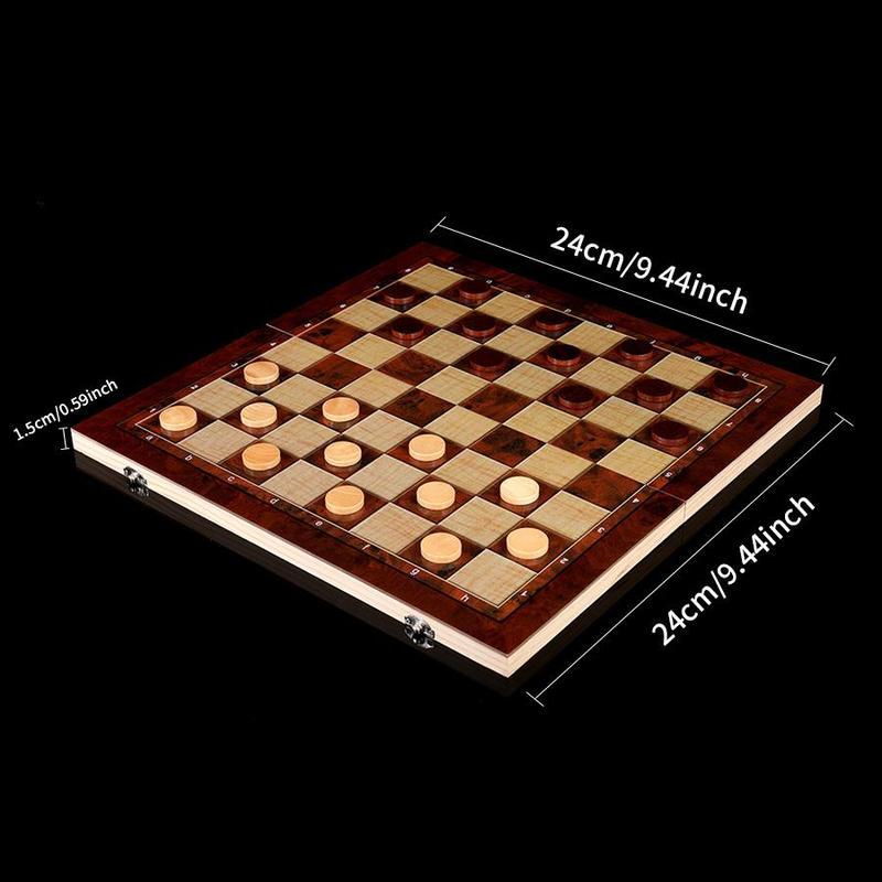 Wooden Chess Board Game, 1 Box 3 in 1 Chess Board Game, International Chess, Western Chess, Double Land Chess, Leisure & Outdoor Recreation Equipment