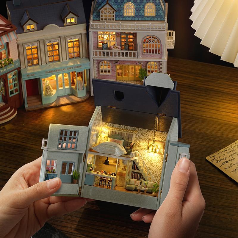 DIY Miniature House Kit, House Building Kit with LED Light, Creative Birthday and Holiday Gift Options, Christmas Gift