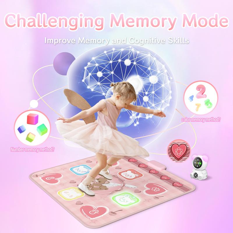 Acelufly Rechargeable Dance Mat Toys for Kids, Light Up Dance Pad with Wireless Bluetooth, 5 Game Modes, Adjustable Volume & LED Lights, Christmas Birthday Gifts for Kids, Girls and Boys christmas 2024 ornament