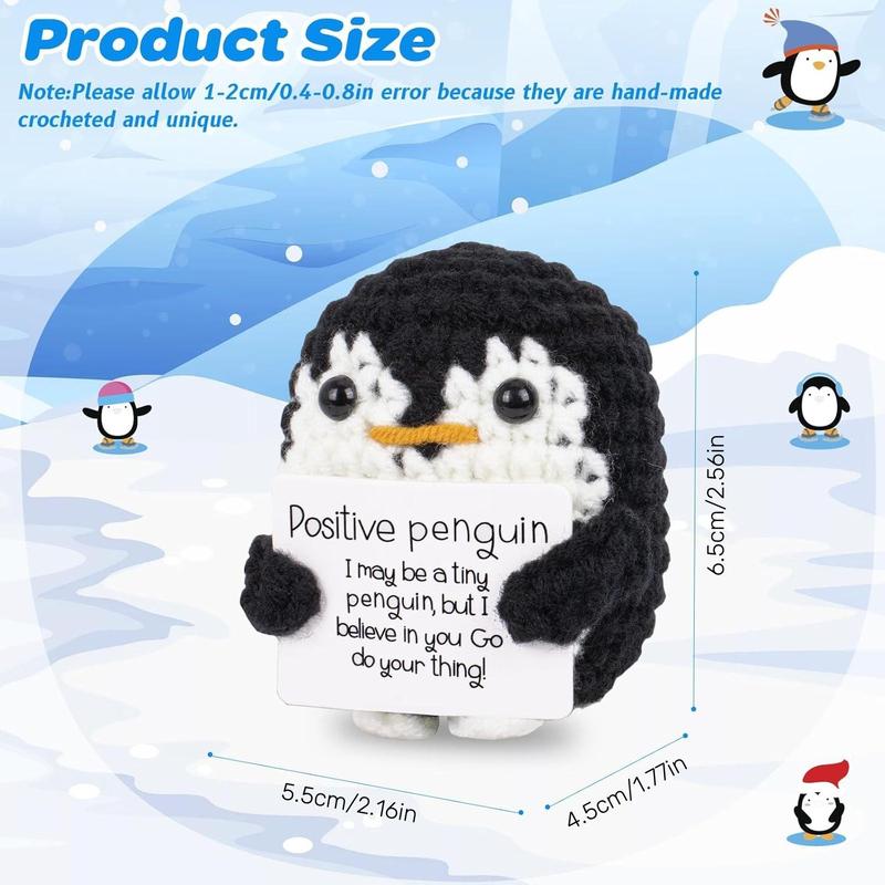 Cute Penguin Design Crochet Ornament, Knitted Penguin Toy with Emotional Support Card, Creative Cute Crochet Ornament for Car Decoration, Bag Pendant, Christmas Gift