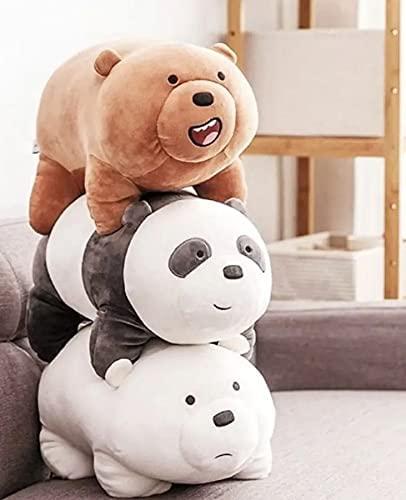 3 piece set We Bare Bears Stuffed Animals Ultrasoft Panda Plush Toy, Kawaii Throw Pillow for Kids, Hugging Doll for Girls Boys 11.8