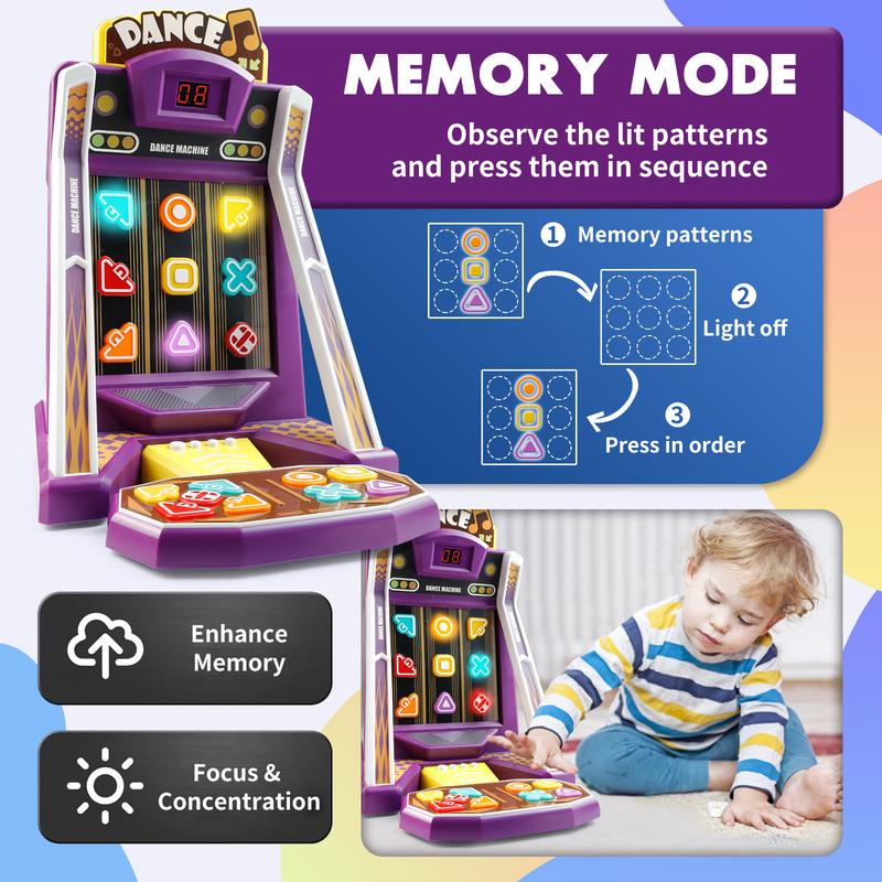 Finger Dance Stress Relief Toys, Mini Arcade Button Game with 2 Modes,Challenge Level Quick Push Game, Color and Shape Recognition Memory Challenge