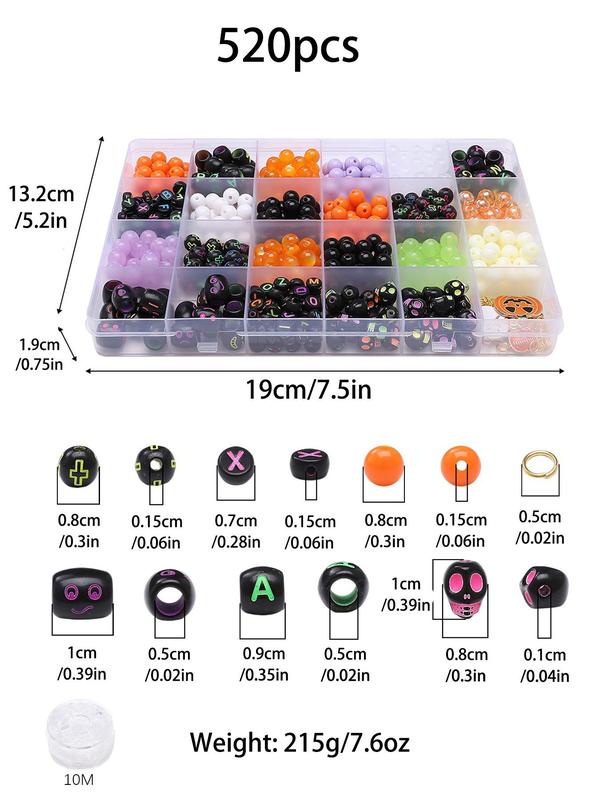 Moon & Ghost & Pumpkin Design Beads & Charms, Mixed Color Beads & Charms for Bracelet Making, Diy Jewelry Making Kit for Women & Teenager