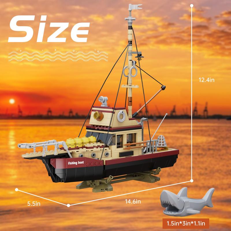 Ocean Pursuit Fishing Boat Building Blocks Set, Perfect Christmas & Halloween Gifts for Fans and Kids (609 pcs)