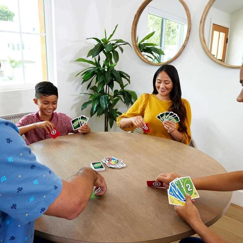 UNO Flex Card Game for Family Night Where Cards Change Color When Flexed in Collectible Tin Box