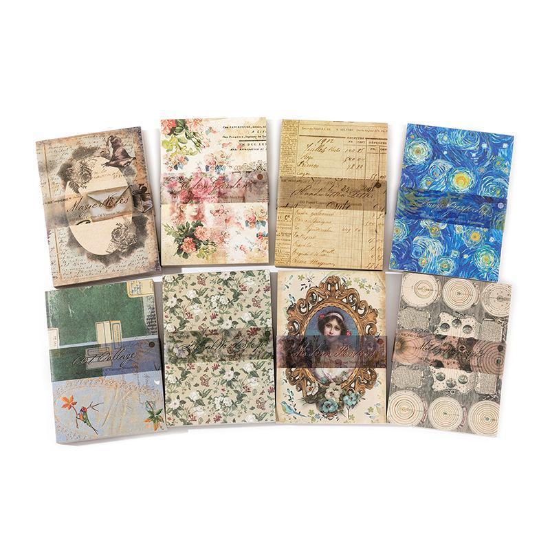 Vintage Random Pattern Material Paper, 1 Count 100 Sheets Multi-purpose Decorative Background Paper, DIY Decorative Paper for Scrapbooking Journal Making Diary