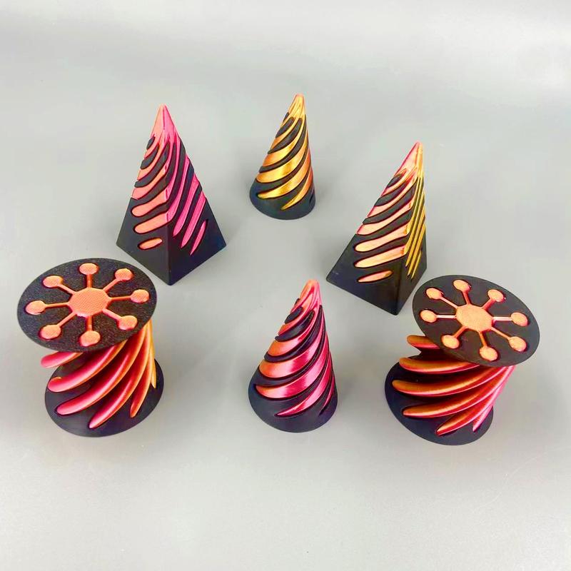 2 Count Impossible Cone, Spiral Cone Toy Printed Spiral Toys Impossible Pyramid Sculpture, Mini Cones Toy for Stress and Anxiety Relaxing