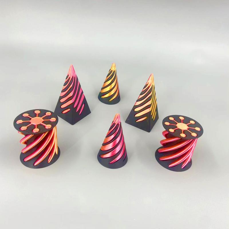 2 Count Impossible Cone, Spiral Cone Toy Printed Spiral Toys Impossible Pyramid Sculpture, Mini Cones Toy for Stress and Anxiety Relaxing